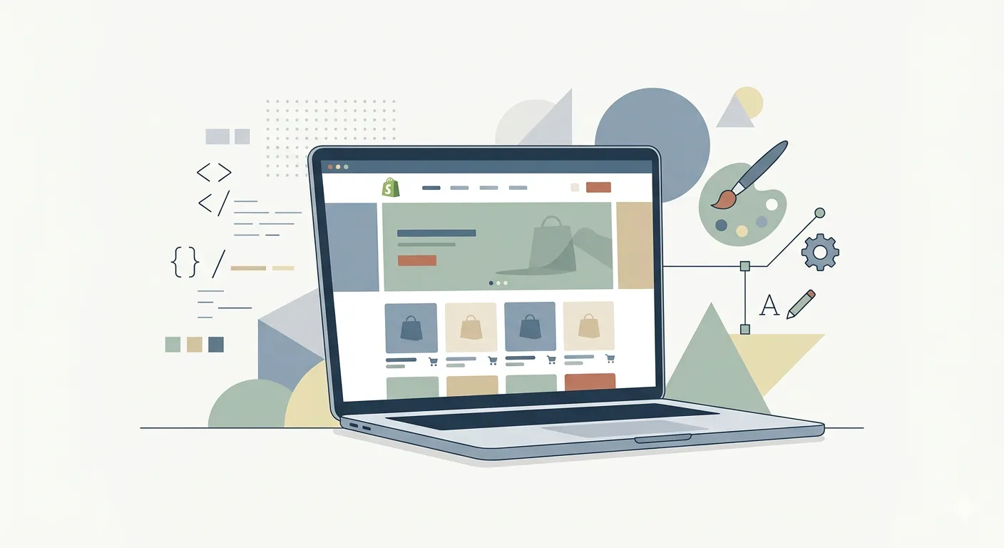 Illustration laptop pour developpeur Shopify