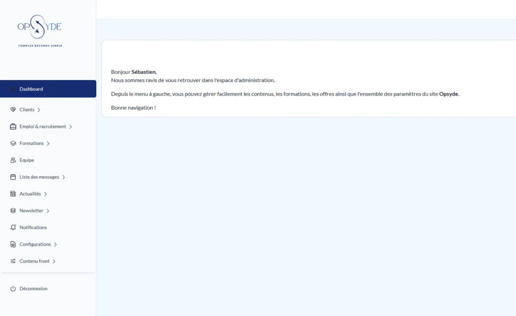 Backoffice Opsyde - Dashboard